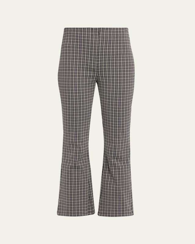 Plaid High-Rise Kick-Flare Pants